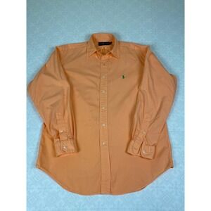 Ralph Lauren Blake Men's Medium Orange Long‎ Sleeve Button Down Shirt Pony Logo